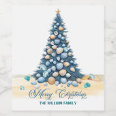 Christmas Tree Beach Merry Christmas Weinetikett (Einzelnes Label)