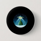 Christmas Tree Beamed By Ufo For Interstellar Holi Button (Vorderseite)