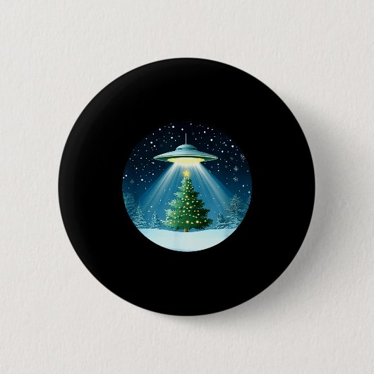 Christmas Tree Beamed By Ufo For Interstellar Holi Button (Vorderseite)