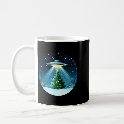 Christmas Tree Beamed By Ufo For Interstellar Holi Kaffeetasse (Links)