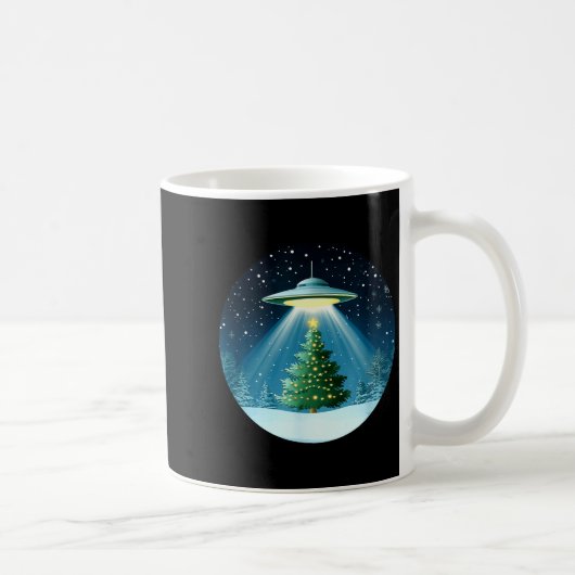 Christmas Tree Beamed By Ufo For Interstellar Holi Kaffeetasse (Rechts)