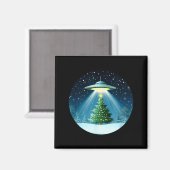 Christmas Tree Beamed By Ufo For Interstellar Holi Magnet (Vorderseite/Rückseite)