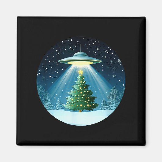Christmas Tree Beamed By Ufo For Interstellar Holi Magnet (Vorne)