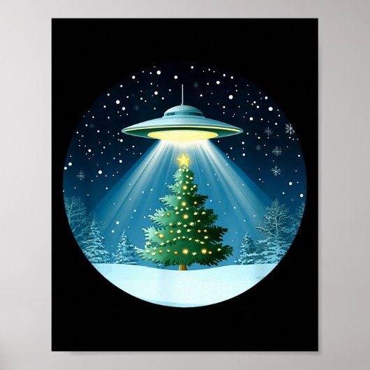 Christmas Tree Beamed By Ufo For Interstellar Holi Poster (Vorne)