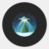 Christmas Tree Beamed By Ufo For Interstellar Holi Runder Aufkleber (Vorderseite)