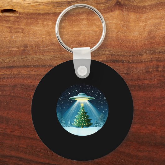 Christmas Tree Beamed By Ufo For Interstellar Holi Schlüsselanhänger (Vorderseite)