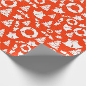 Christmas Tree Bells Wreath Holiday Holly Red Geschenkpapier (Ecke)