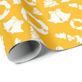 Christmas Tree Bells Wreath Holly Yellow Geschenkpapier (Rolleneckpunkt)