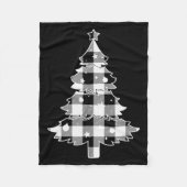 Christmas Tree Black &amp; White Buffalo Plaid Mer Fleecedecke (Vorderseite)