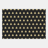 Christmas Tree Black And Gold Reindeer Pattern Geschenkpapier Set (Vorderseite 3)