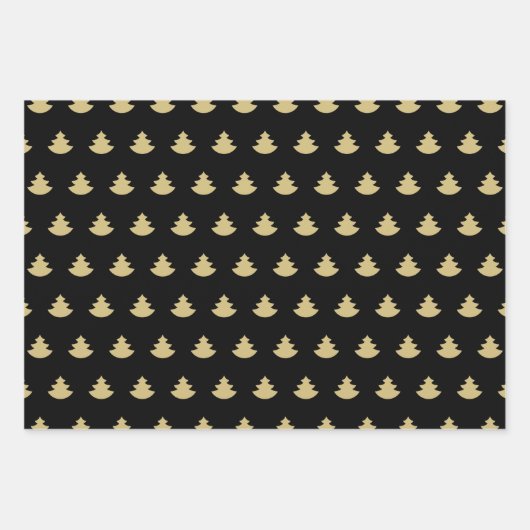 Christmas Tree Black And Gold Reindeer Pattern Geschenkpapier Set (Vorderseite 3)