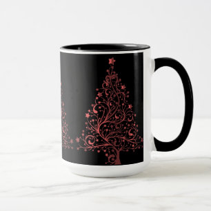 Christmas Tree Black Metallic Red Look Elegant Tasse