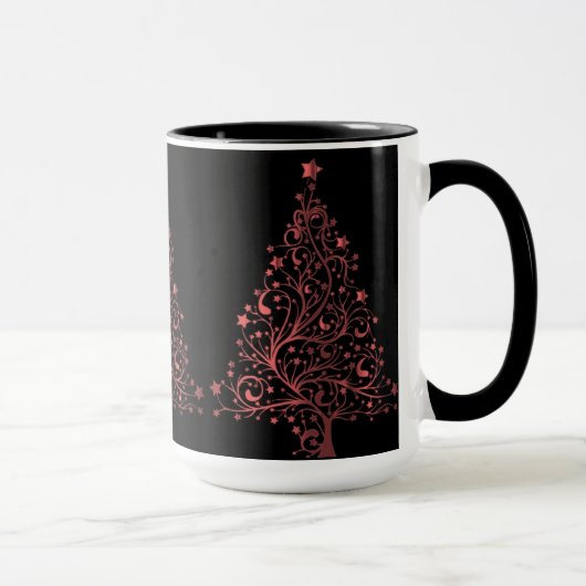 Christmas Tree Black Metallic Red Look Elegant Tasse (Rechts)
