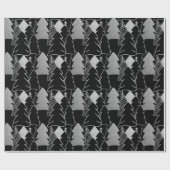 Christmas Tree Black Silver Gray Extravaganter Gli Geschenkpapier (Flach)