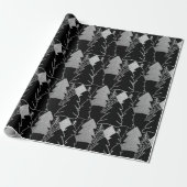 Christmas Tree Black Silver Gray Extravaganter Gli Geschenkpapier (Ungerollt)