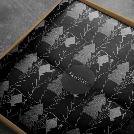 Christmas Tree Black Silver Gray Extravaganter Gli Geschenkpapier