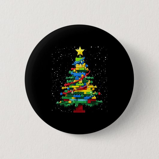 Christmas Tree Block Brick Building Xmas Master Bu Button (Vorderseite)