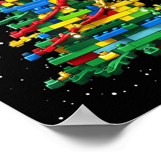Christmas Tree Block Brick Building Xmas Master Bu Poster (Ecke)