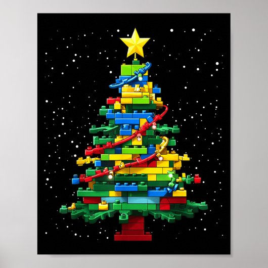 Christmas Tree Block Brick Building Xmas Master Bu Poster (Vorne)