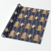 Christmas Tree Blue Navy Gold Extravaganter Glitze Geschenkpapier (Ungerollt)
