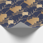 Christmas Tree Blue Navy Gold Extravaganter Glitze Geschenkpapier (Ecke)