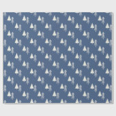 Christmas Tree Blue White Geschenkpapier (Flach)