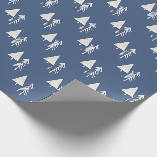 Christmas Tree Blue White Geschenkpapier (Ecke)