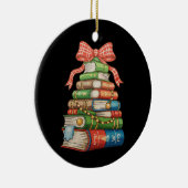 Christmas Tree Books Bow Reading Librarian Teacher Keramik Ornament (Rechts)