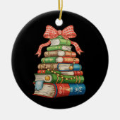 Christmas Tree Books Bow Reading Librarian Teacher Keramik Ornament (Vorne)