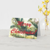 CHRISTMAS TREE BRANCHES MERRY CHRISTMAS KARTE (Gelbe Blume)