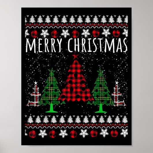 Christmas Tree Buffalo Gingham Plaid  Poster (Vorne)