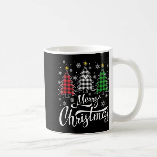 Christmas Tree Buffalo Plaid Red White Green Xmas Kaffeetasse (Rechts)