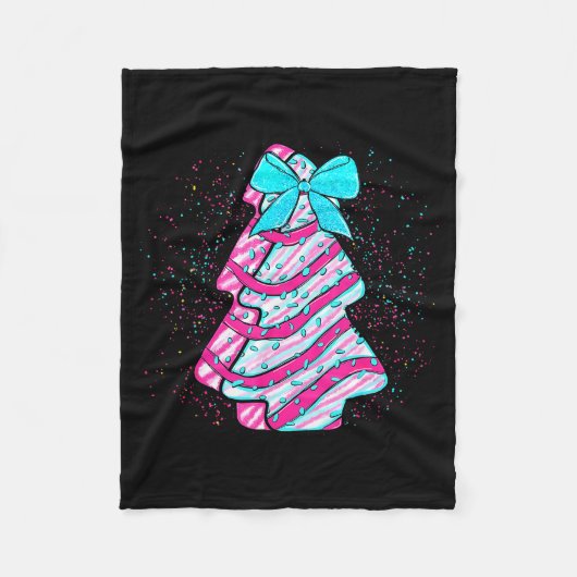 Christmas Tree Cake Coquette Bow Xmas Matching Fam Fleecedecke (Vorderseite)