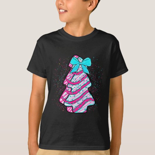Christmas Tree Cake Coquette Bow Xmas Matching Fam T-Shirt (Vorderseite)