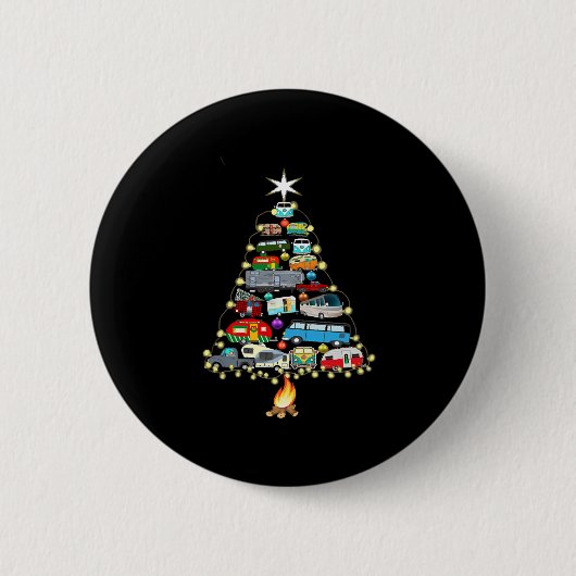 Christmas Tree Camper Vehicles Camping RVing Button (Vorderseite)