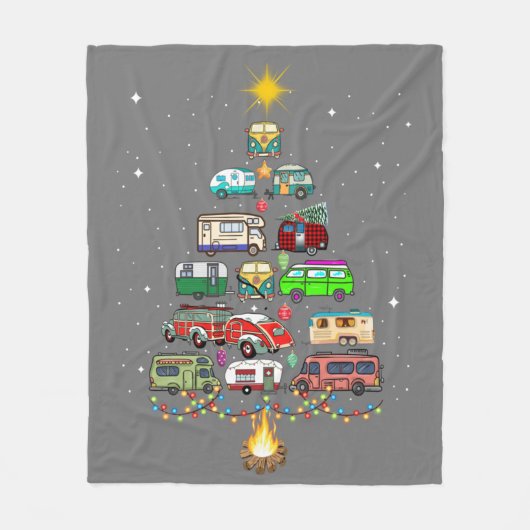Christmas Tree Camper Vehicles Camping RVing Trail Fleecedecke (Vorderseite)