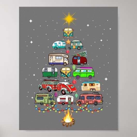 Christmas Tree Camper Vehicles Camping RVing Trail Poster (Vorne)