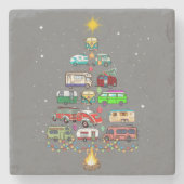Christmas Tree Camper Vehicles Camping RVing Trail Steinuntersetzer (Vorderseite)