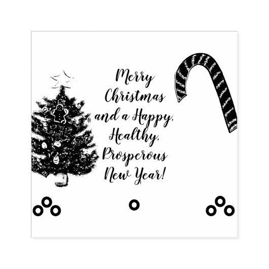 Christmas Tree Candy Cane Greetings Gummistempel (Prägung)