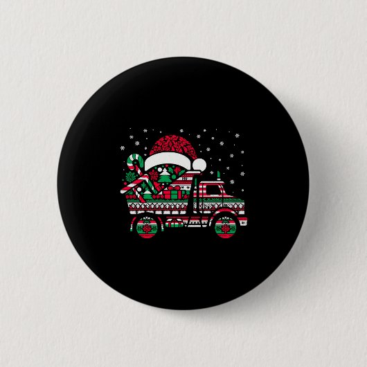 Christmas Tree Candy Dump Truck Christmas Boys Men Button (Vorderseite)