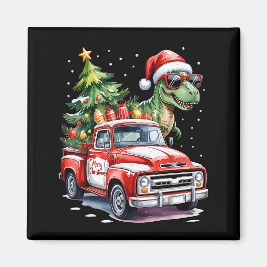 Christmas Tree Car Truck Dinosaur Trex Christmas B Magnet (Vorne)