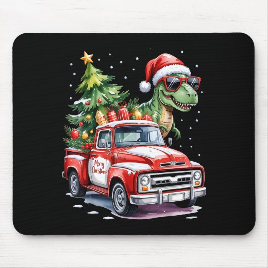 Christmas Tree Car Truck Dinosaur Trex Christmas B Mousepad (Vorne)