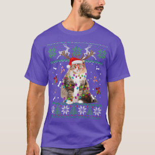 Christmas Tree Cat Pajama Lights Cat Vater Mama T- T-Shirt