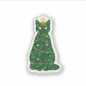 Christmas Tree Cat Silhouette — Festive Holiday Aufkleber (Vorderseite)