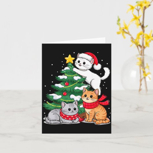 Christmas Tree Cats Xmas Karte (Gelbe Blume)