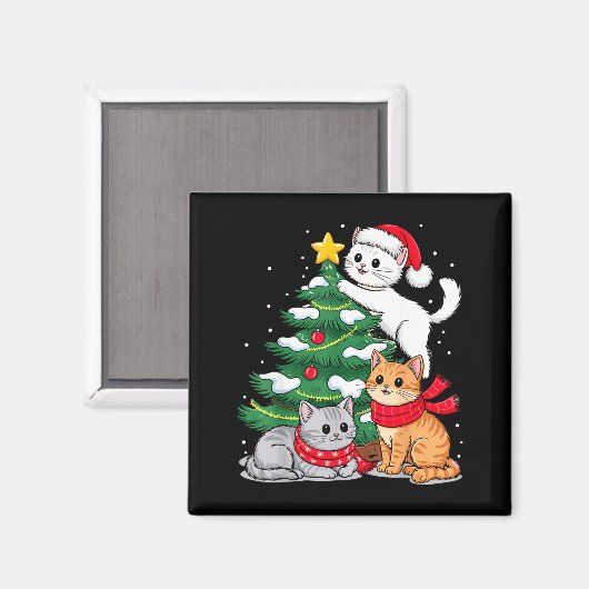 Christmas Tree Cats Xmas Magnet (Vorderseite/Rückseite)