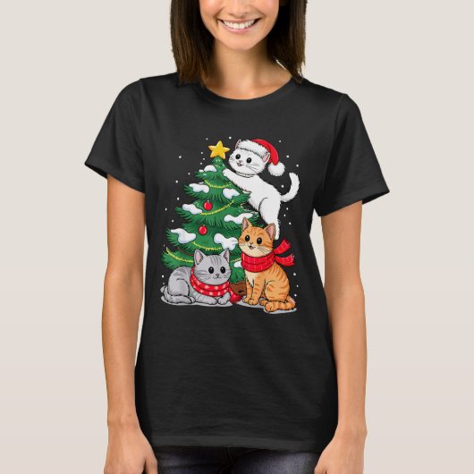 Christmas Tree Cats Xmas  T-Shirt (Vorderseite)