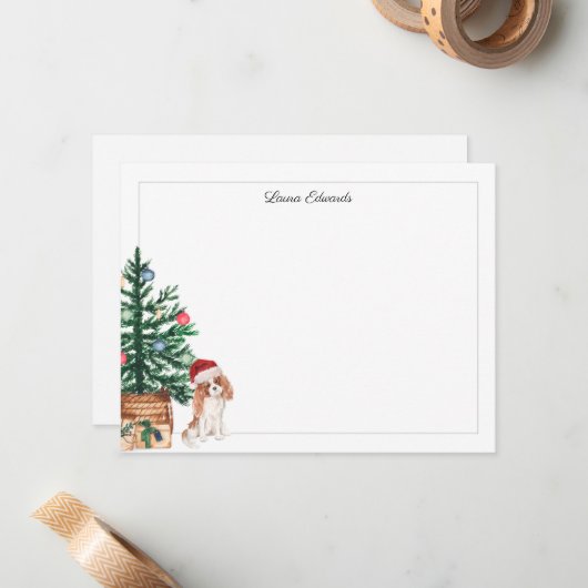 Christmas Tree Cavalier King Charles Spaniel Mitteilungskarte (Vorderseite/Rückseite Beispiel)