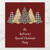 Christmas Tree Cheetah Print Buffalo Karierter Gli Weinetikett (Einzelnes Label)