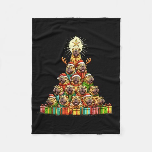 Christmas Tree Chinese Shar-pei Shar Pei  Fleecedecke (Vorderseite)